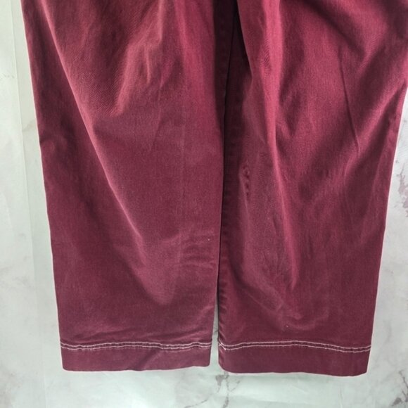 Modcloth Pants Womens 6 Red Wide Leg Crop High Rise Stitching Carpenter Jeans - Picture 8 of 12